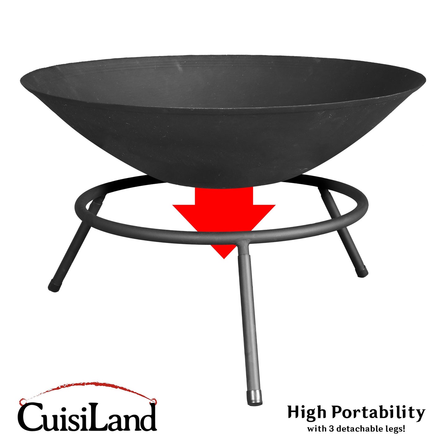 Portable Heavy Duty Fire Bowl: 3 detachable legs