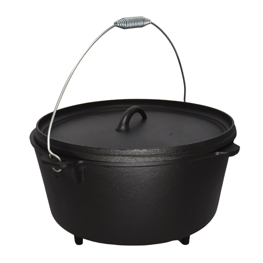 16QT Pre-seasoned Dutch Oven - Lip Lid, Tripod Legs