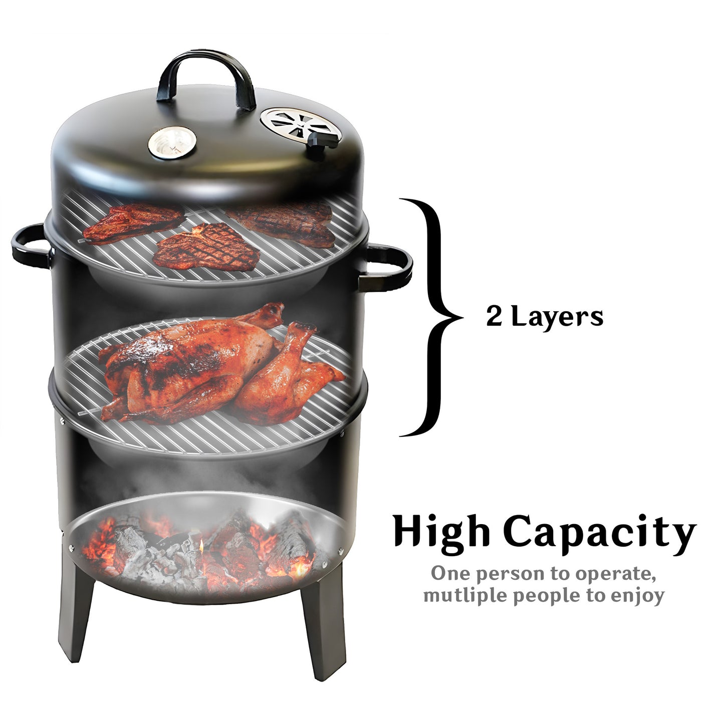 Multifunctional Charcoal BBQ Smoker