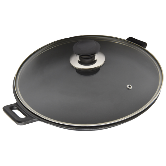 Pre-Seasoned Cast Iron Wok with Glass Lid (12")