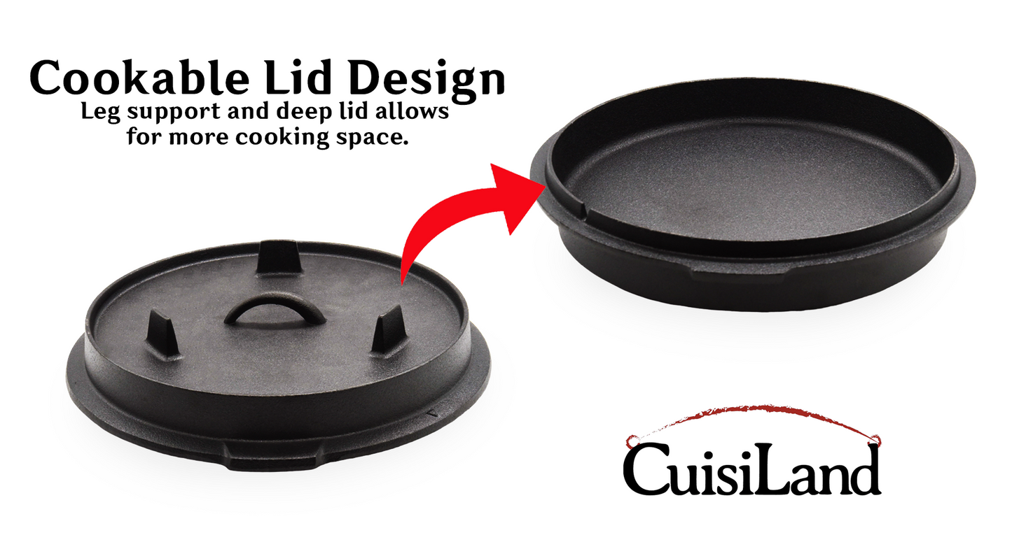 Pre-Seasoned Cast Iron Dutch Oven - Multipurpose Lid