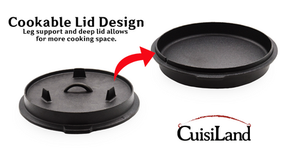 Pre-Seasoned Cast Iron Dutch Oven - Multipurpose Lid