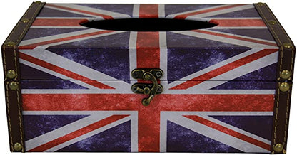 Wooden Retro British Union Jack Tissue Holder Box