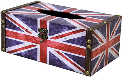 Wooden Retro British Union Jack Tissue Holder Box