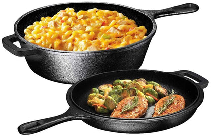 Pre-seasoned 3 pieces combo cooker 3.2qt wok with 10.25" skillet lid and silicon glove